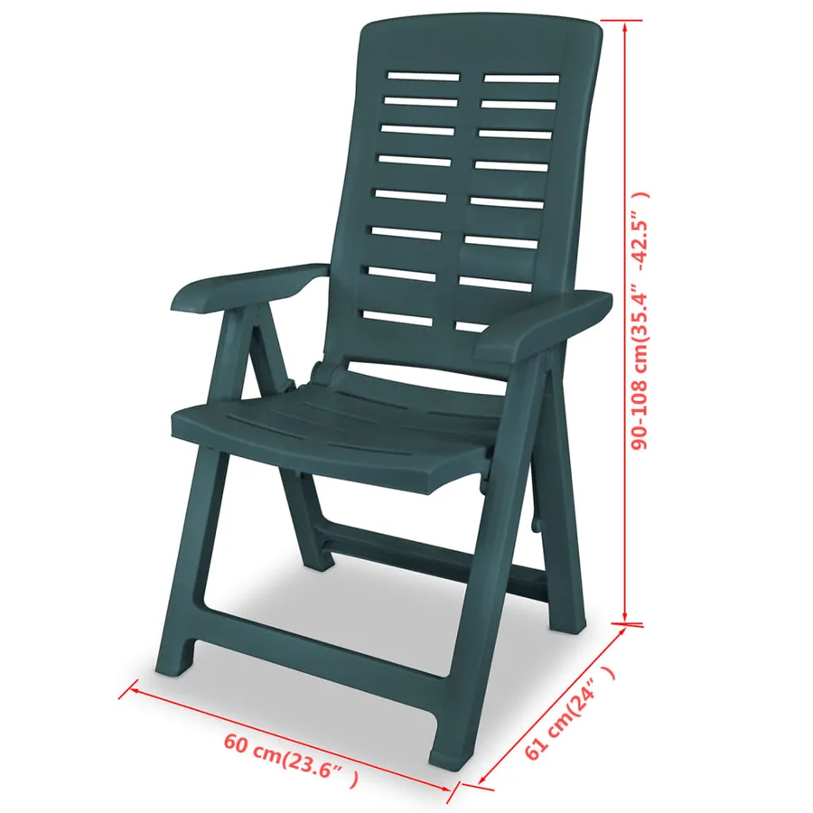 Chaises inclinables de jardin lot de 2 Plastique Vert - 8