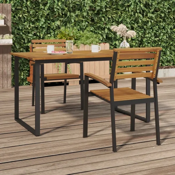 Chaises de jardin empilables lot de 2 bois d'acacia et métal
