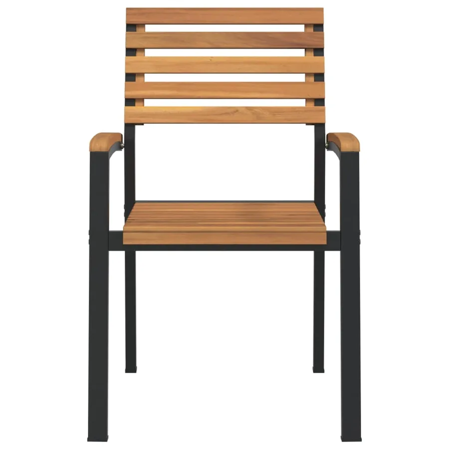 Chaises de jardin empilables lot de 2 bois d'acacia et métal - 4