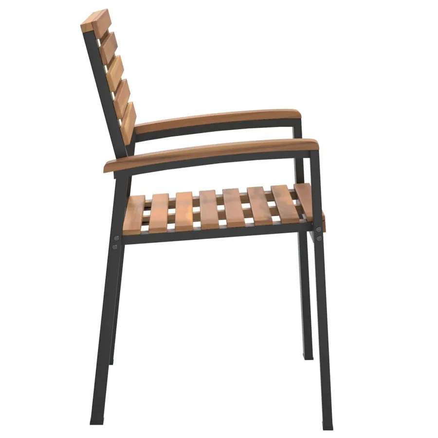 Chaises de jardin empilables lot de 2 bois d'acacia et métal - 5