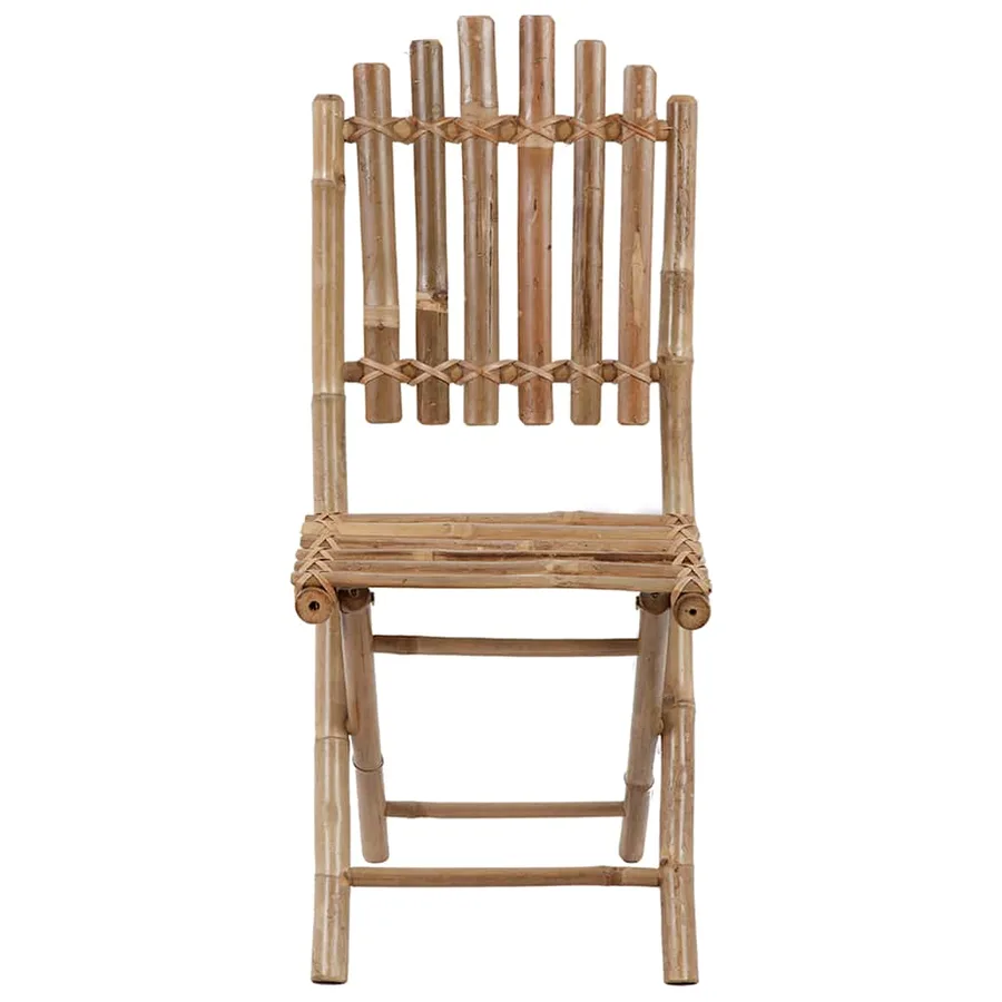 Chaises pliables de jardin lot de 2 avec coussins Bambou - 4
