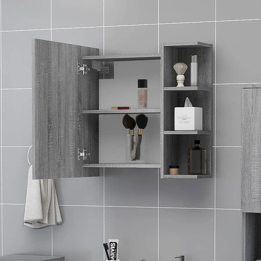 Armoire à miroir de salle de bain Sonoma gris 62,5x20,5x64 cm - 3