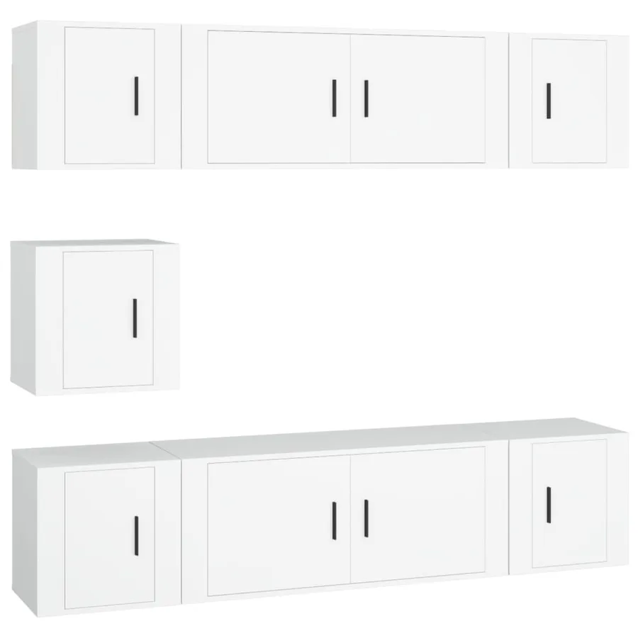 Ensemble de meubles TV 7 pcs Blanc Bois d'ingénierie - 2