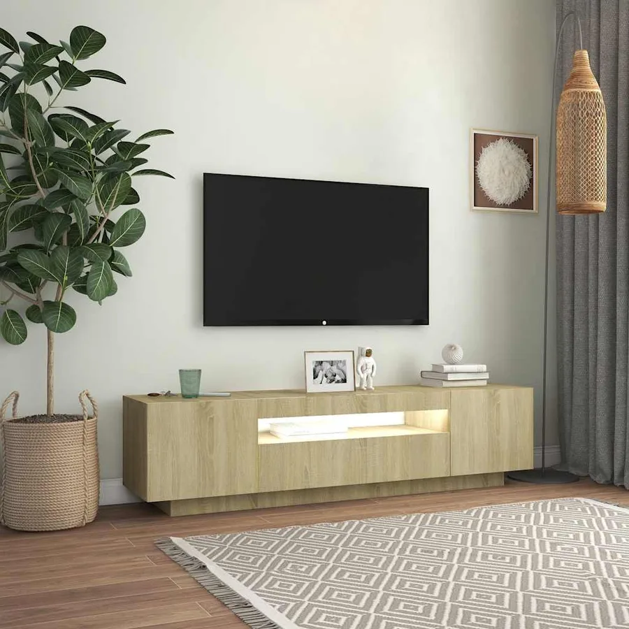 Meuble TV avec lumières LED Chêne sonoma 160x35x40 cm - 3