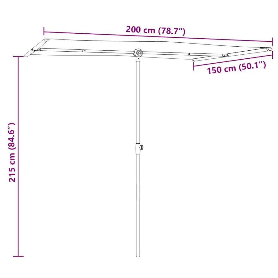 Parasol de jardin avec mât en aluminium 2x1,5 m Terre cuite - 11