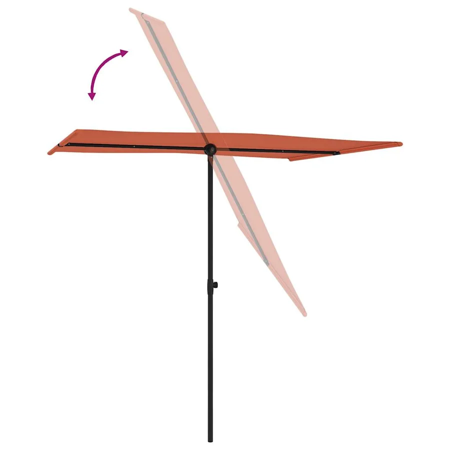 Parasol de jardin avec mât en aluminium 2x1,5 m Terre cuite - 6