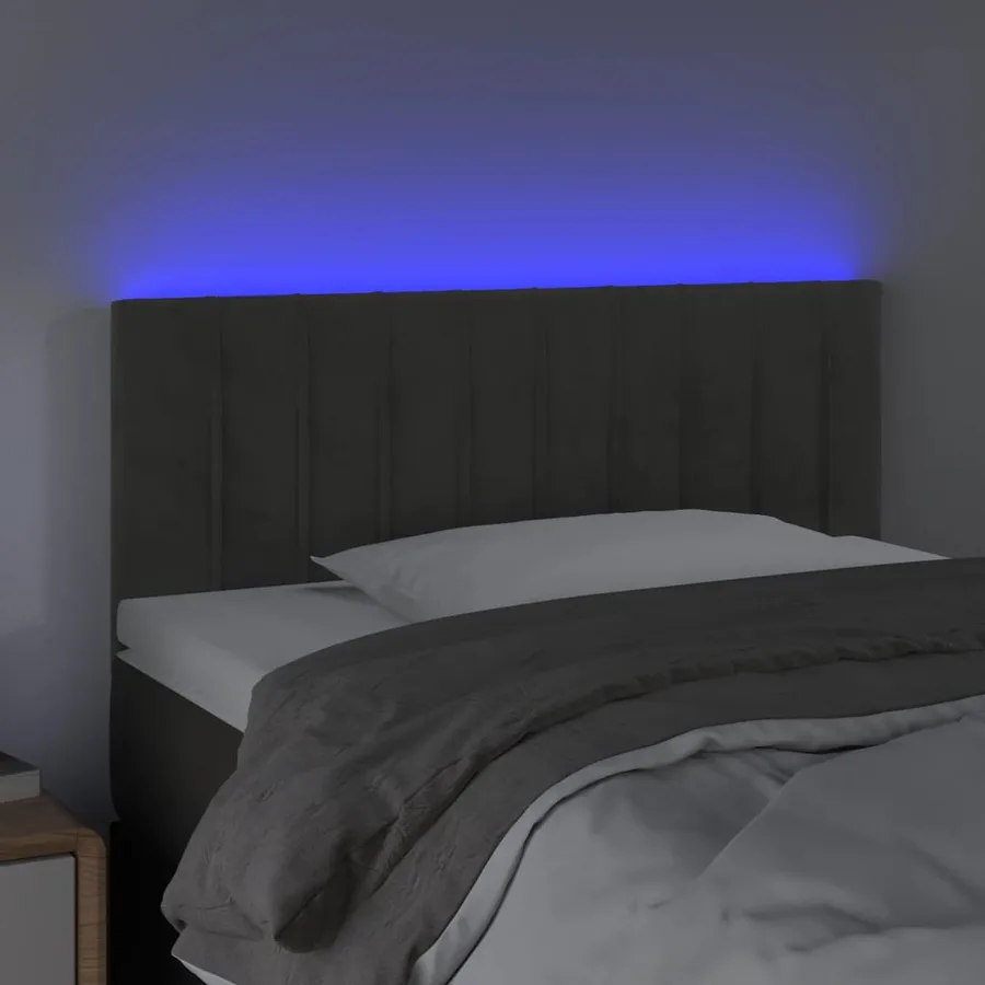 Tête de lit à LED Gris foncé 90x5x78/88 cm Velours - 3