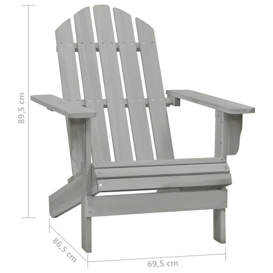 Chaise de jardin Adirondack avec table Bois de sapin Gris - 11