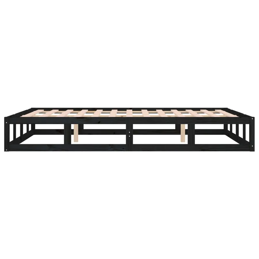 Cadre de lit sans matelas noir 180x200 cm bois massif - 6