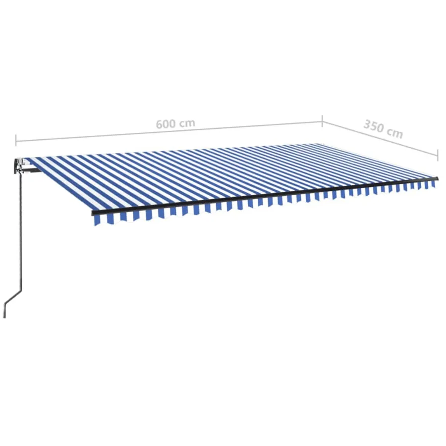 Auvent automatique capteur de vent LED 600x350 cm Bleu et blanc - 8