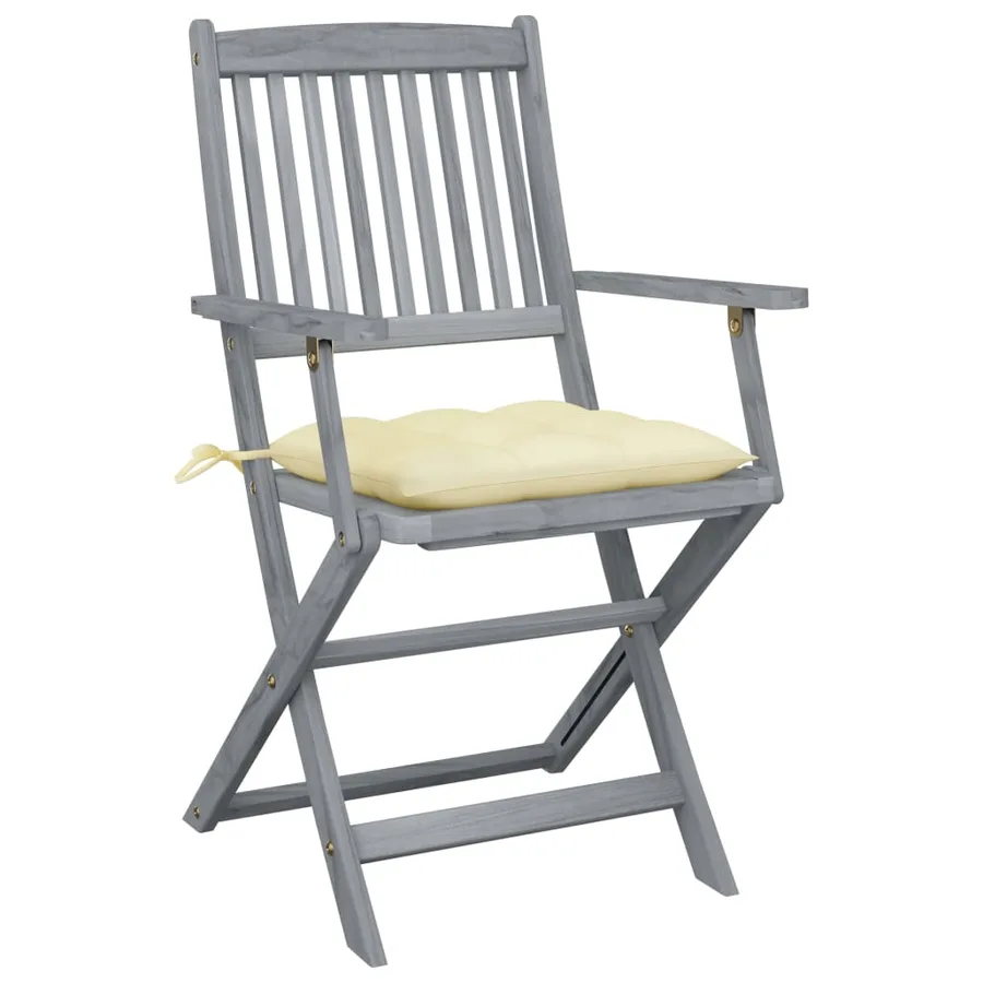 Chaises pliables d'extérieur lot de 4 et coussins Bois d'acacia - 3