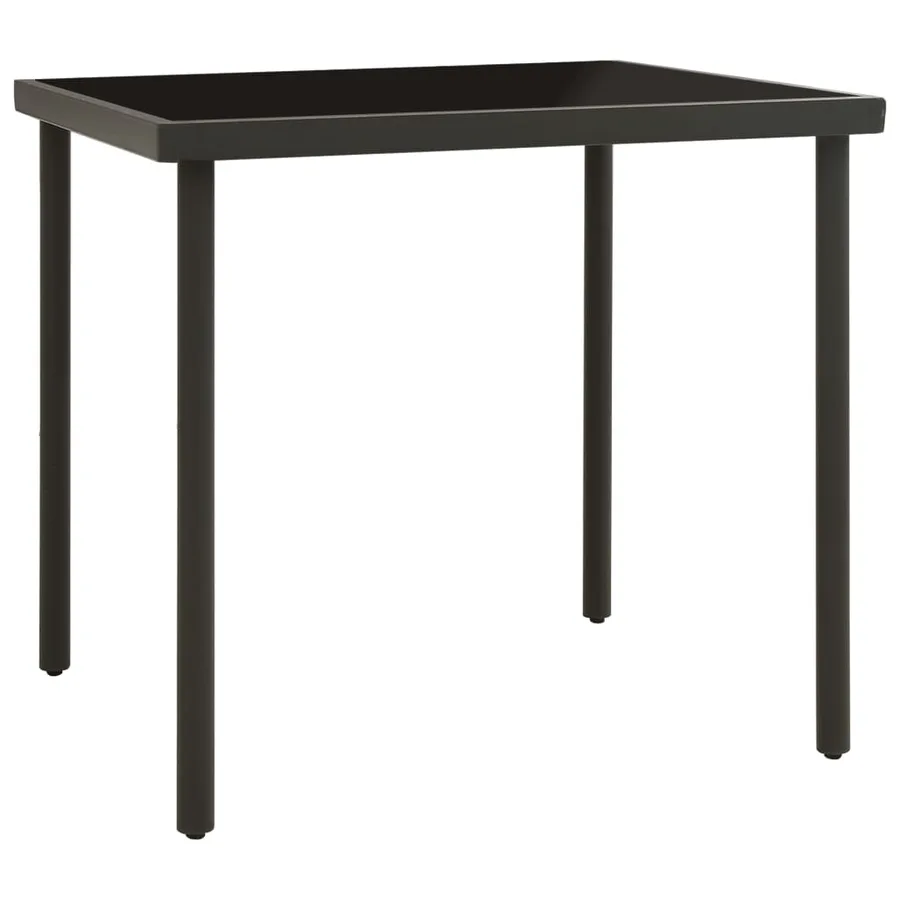 Table à dîner d'extérieur Anthracite 80x80x72 cm Verre et acier - 2