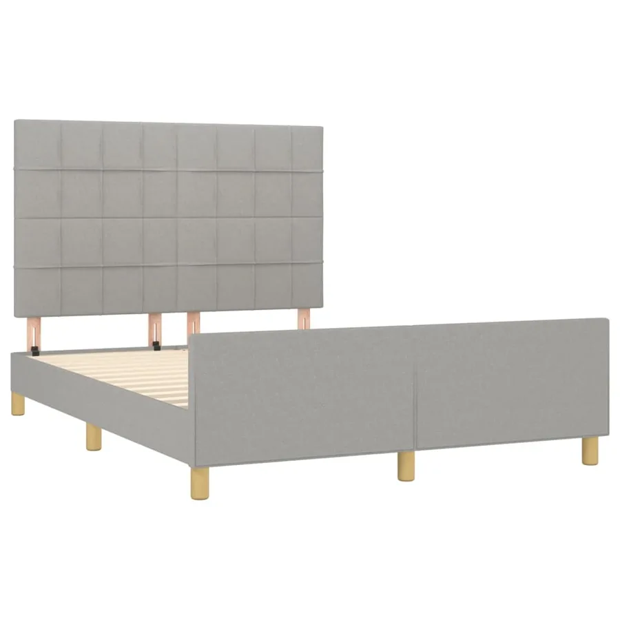 Cadre de lit sans matelas gris clair 140x200 cm tissu - 4