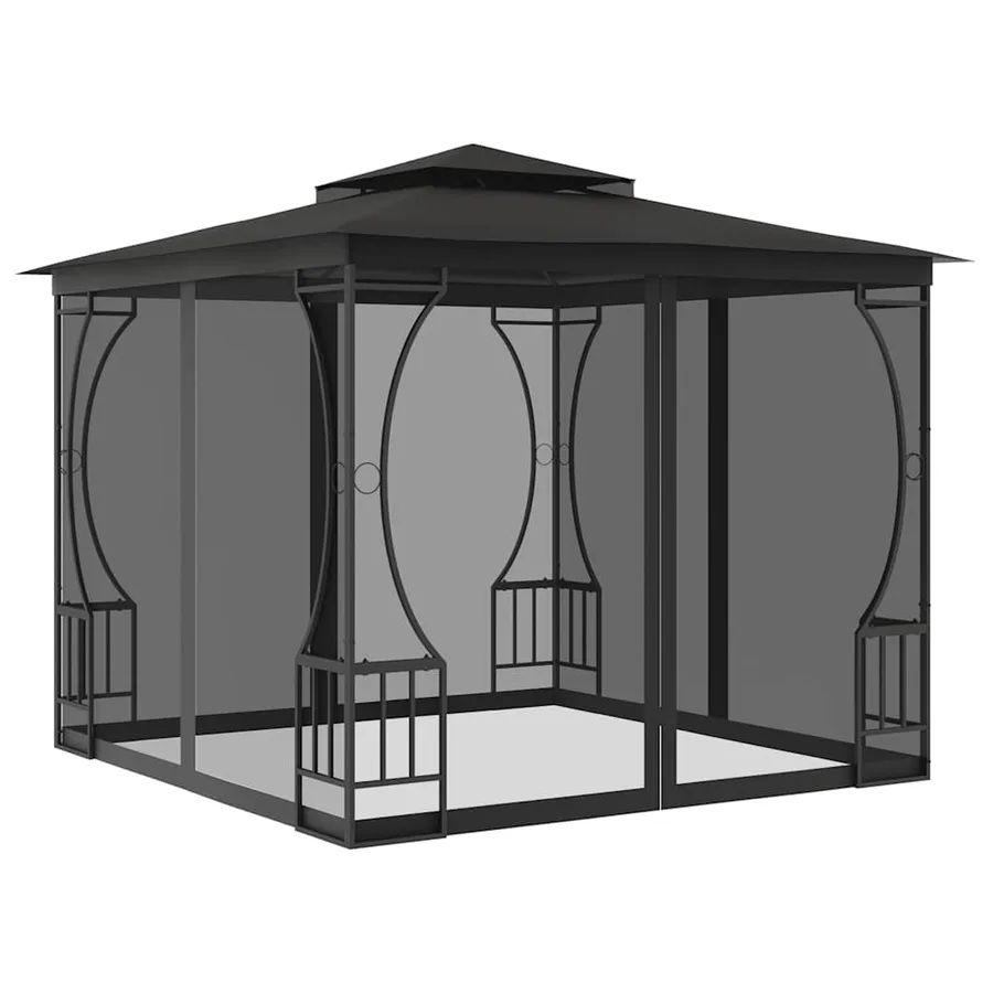 Tonnelle avec moustiquaire 300x300x265 cm Anthracite - 2