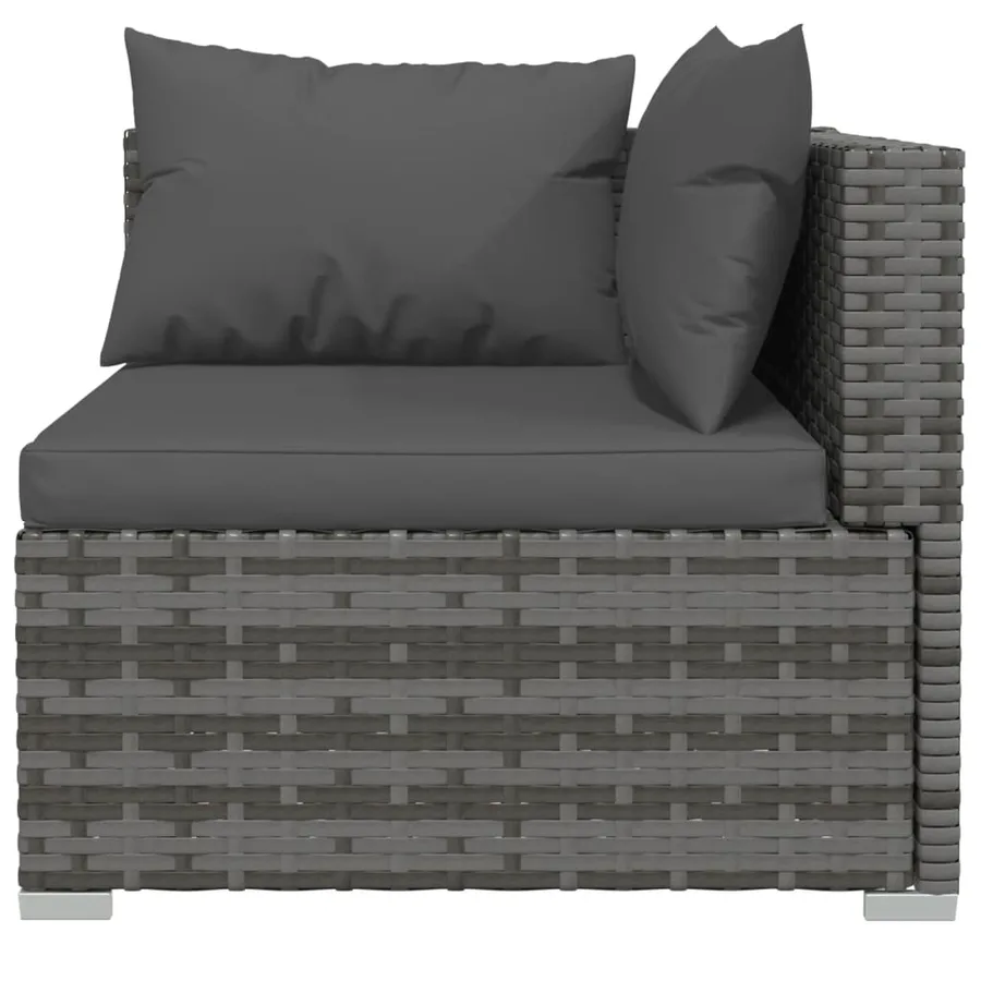 Salon de jardin 10 pcs avec coussins Résine tressée Gris - 4