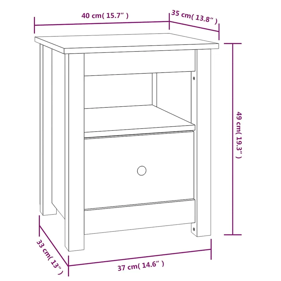 Table de chevet Blanc 40x35x49 cm Bois de pin massif - 9