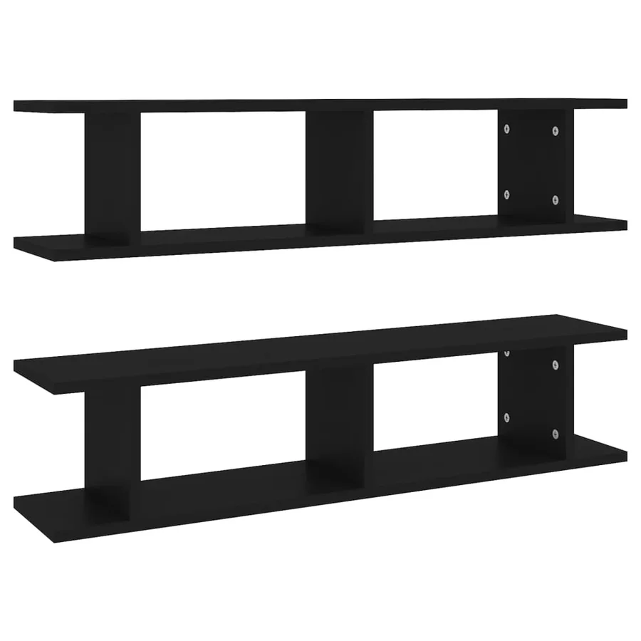 Étagères murales 2 pcs Noir 90x18x20 cm bois d'ingénierie - 2