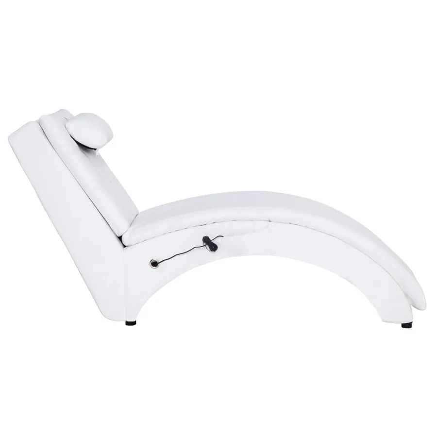 Chaise longue de massage avec oreiller Blanc Similicuir - 3