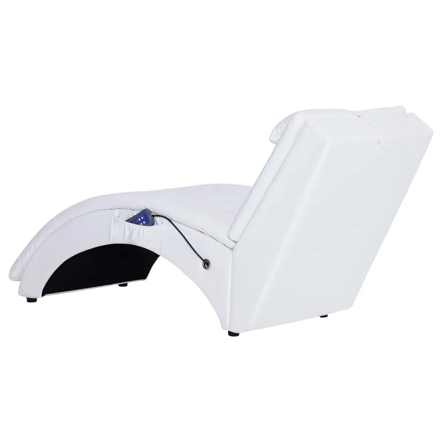 Chaise longue de massage avec oreiller Blanc Similicuir - 4