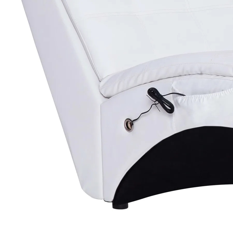 Chaise longue de massage avec oreiller Blanc Similicuir - 7