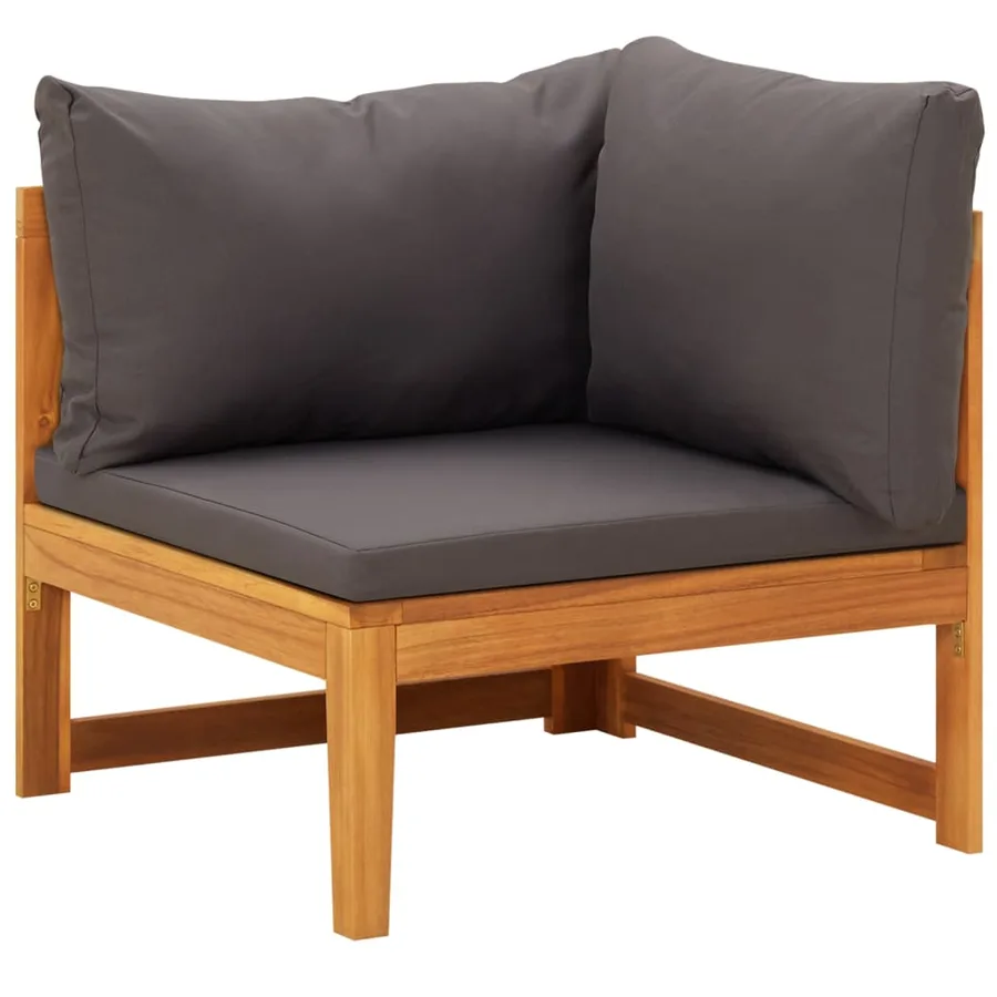 Salon de jardin 4 pcs avec coussins gris foncé Bois d'acacia - 3