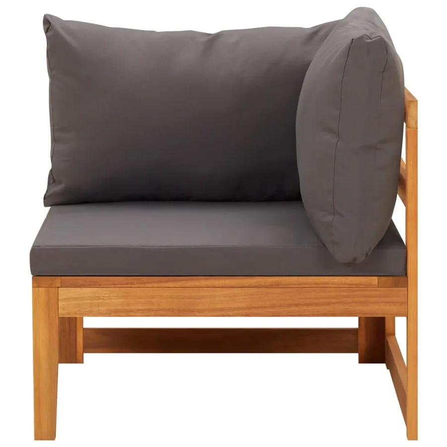 Salon de jardin 4 pcs avec coussins gris foncé Bois d'acacia - 4