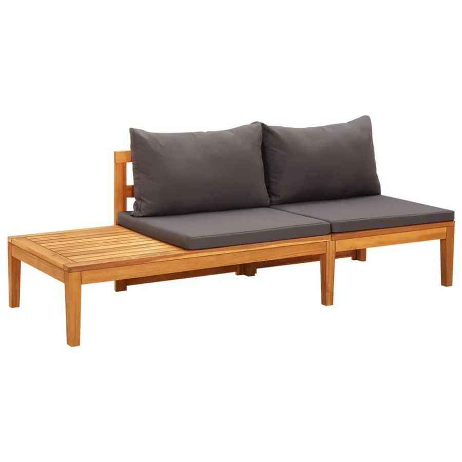 Salon de jardin 4 pcs avec coussins gris foncé Bois d'acacia - 5