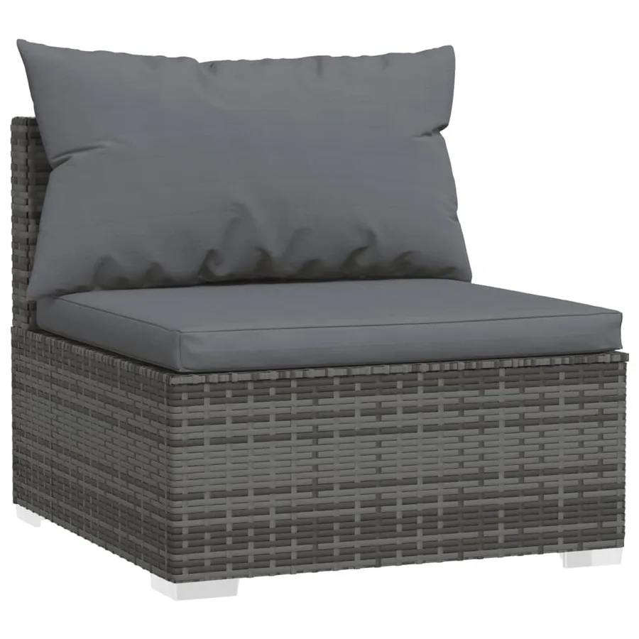 Salon de jardin 8 pcs avec coussins Résine tressée Gris - 4