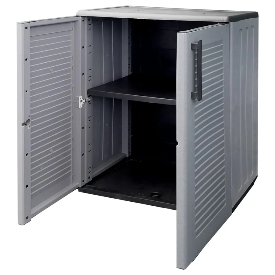 Armoire de rangement de jardin Gris et noir 68x37x84 cm PP - 7