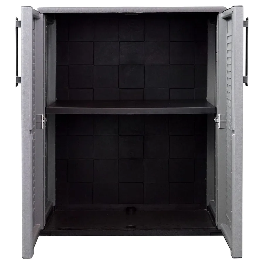 Armoire de rangement de jardin Gris et noir 68x37x84 cm PP - 8