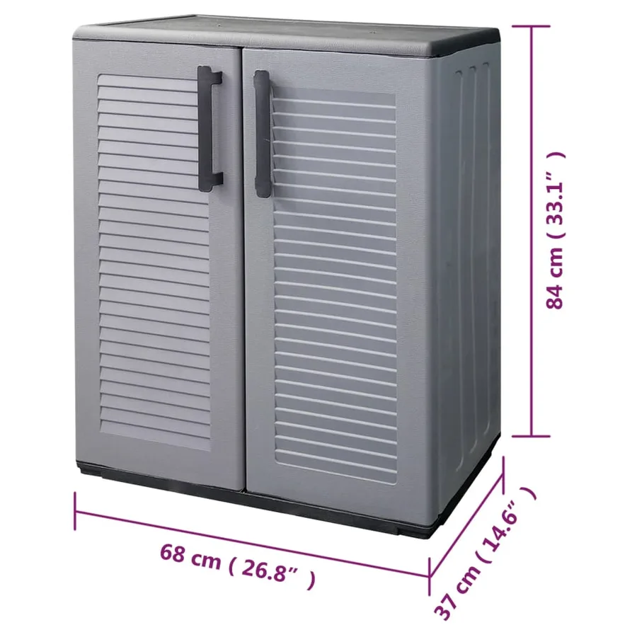 Armoire de rangement de jardin Gris et noir 68x37x84 cm PP - 9