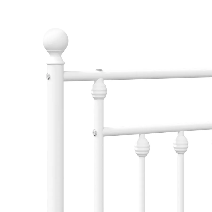 Cadre de lit métal sans matelas et tête de lit blanc 100x190 cm - 9