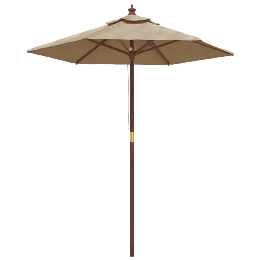 Parasol de jardin avec mât en bois taupe 196x231 cm - 2