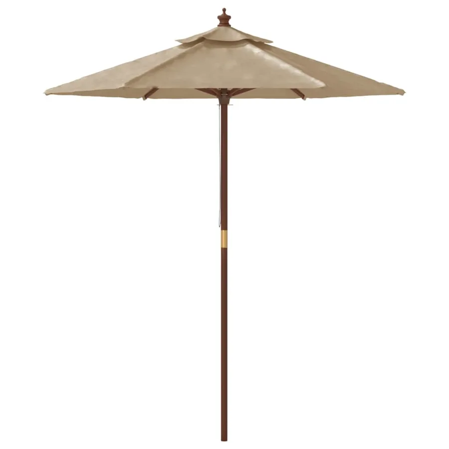 Parasol de jardin avec mât en bois taupe 196x231 cm - 4