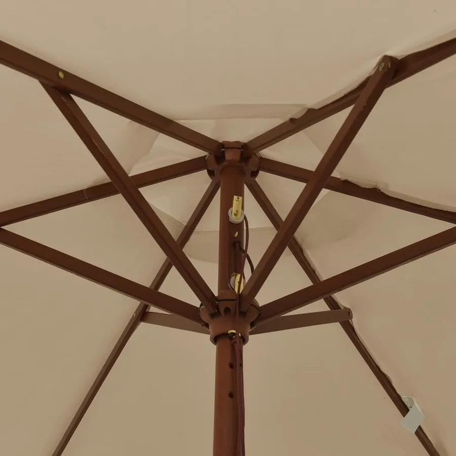 Parasol de jardin avec mât en bois taupe 196x231 cm - 6