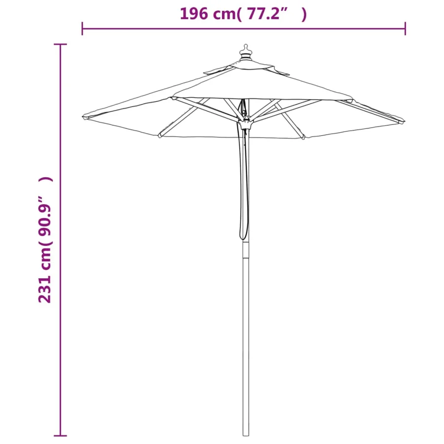 Parasol de jardin avec mât en bois taupe 196x231 cm - 8