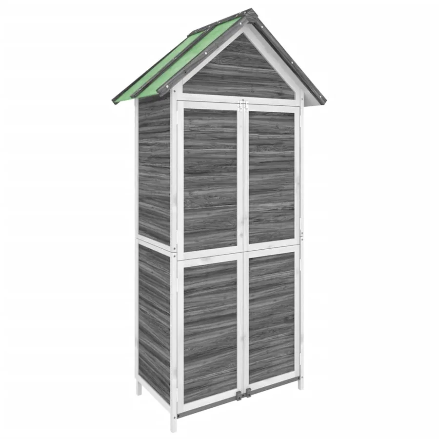 Abri à outils de jardin gris 89x52,5x175 cm bois massif pin - 2
