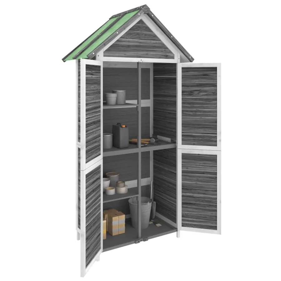 Abri à outils de jardin gris 89x52,5x175 cm bois massif pin - 3