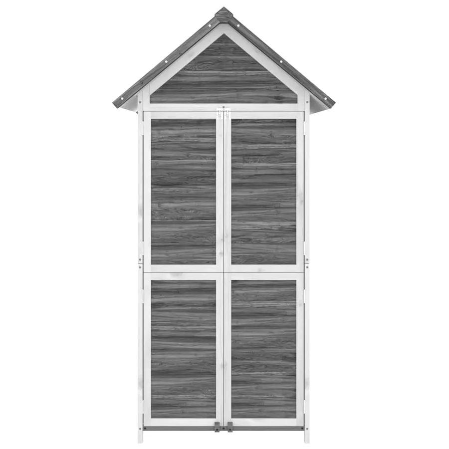 Abri à outils de jardin gris 89x52,5x175 cm bois massif pin - 4