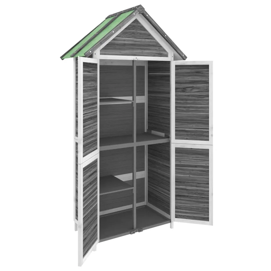 Abri à outils de jardin gris 89x52,5x175 cm bois massif pin - 5