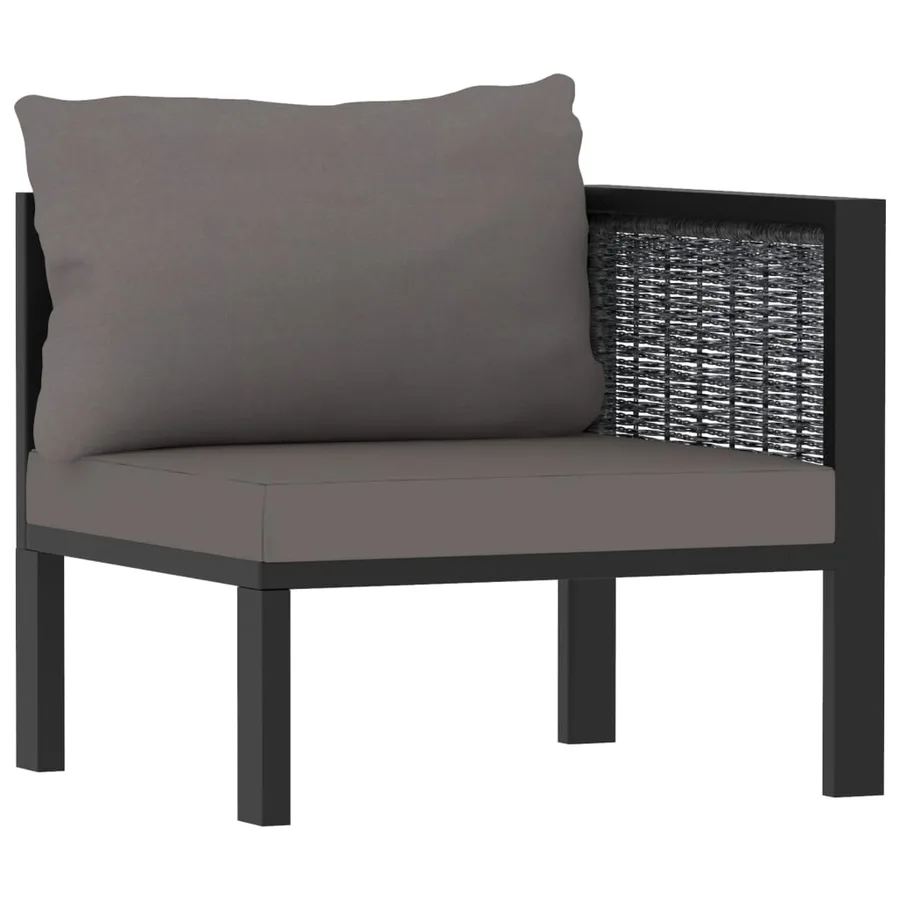Canapé à 3 places avec coussins Anthracite Résine tressée - 4