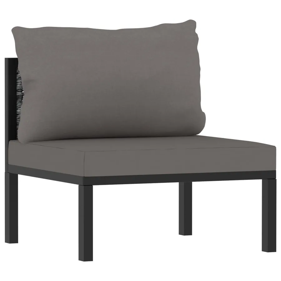 Canapé à 3 places avec coussins Anthracite Résine tressée - 5
