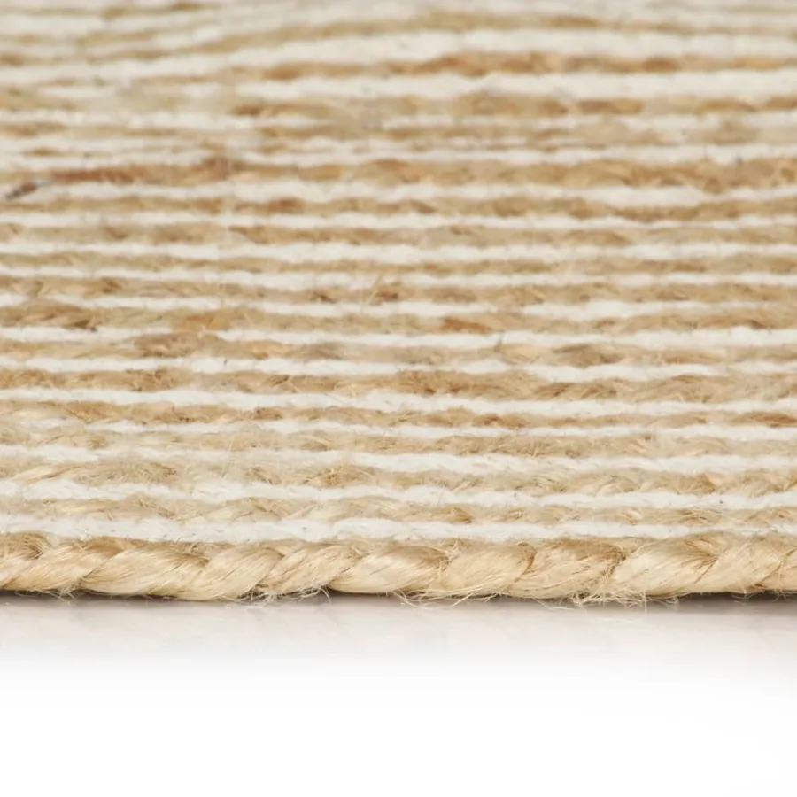Tapis fait à la main Jute avec design de spirale Blanc 150 cm - 3
