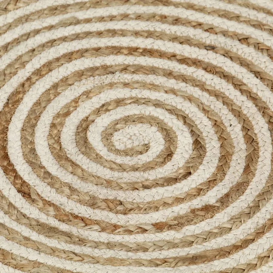 Tapis fait à la main Jute avec design de spirale Blanc 150 cm - 4