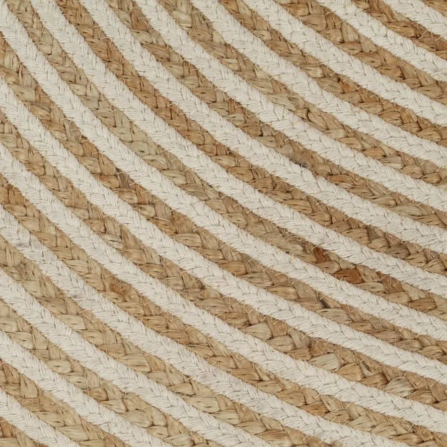 Tapis fait à la main Jute avec design de spirale Blanc 150 cm - 5