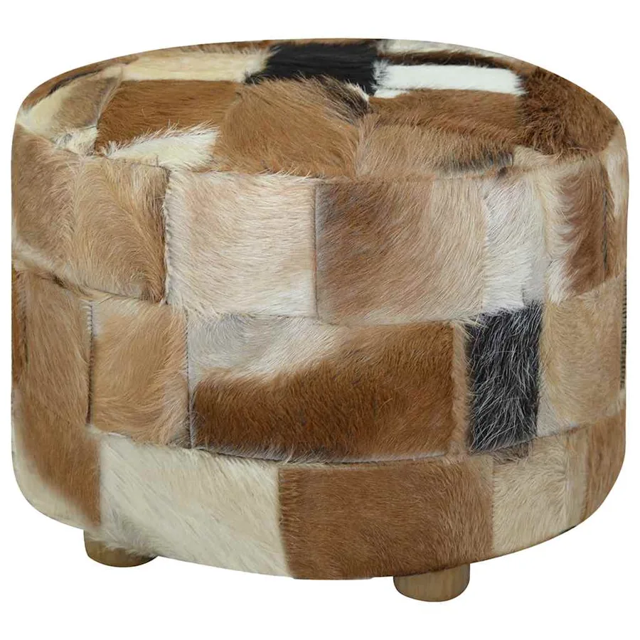 Pouf cuir de chèvre Rond 50 x 50 x 45 cm - 2