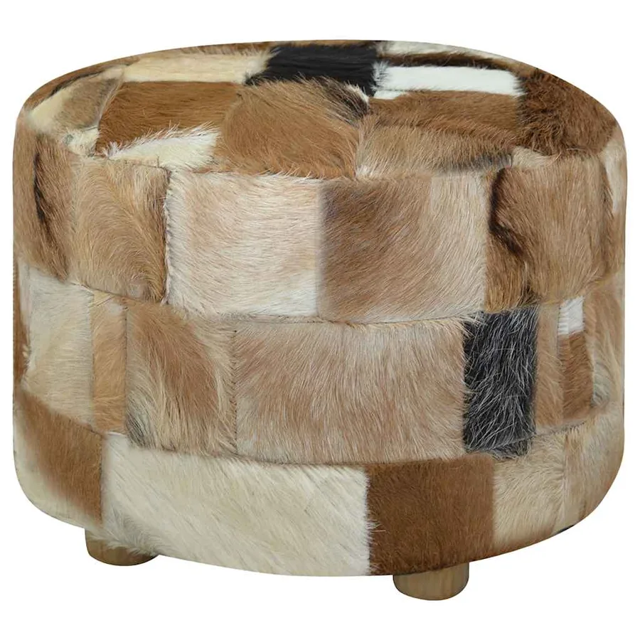 Pouf cuir de chèvre Rond 50 x 50 x 45 cm - 3