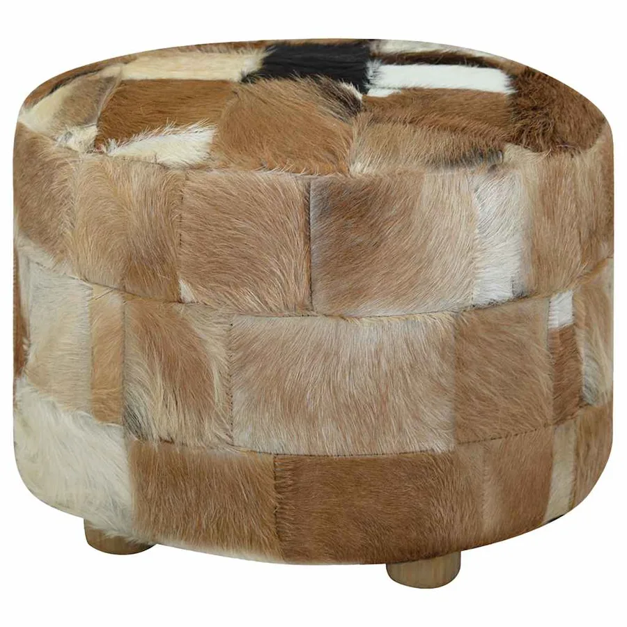 Pouf cuir de chèvre Rond 50 x 50 x 45 cm - 4