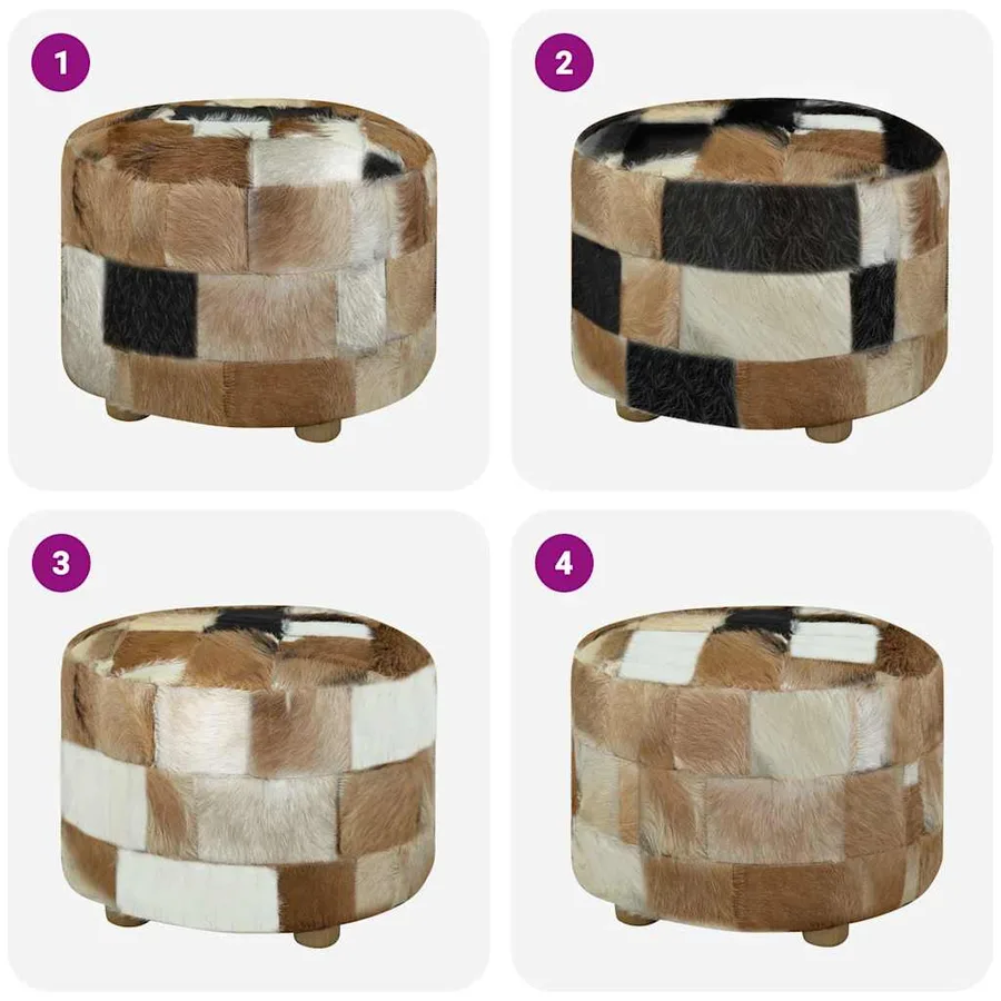 Pouf cuir de chèvre Rond 50 x 50 x 45 cm - 6