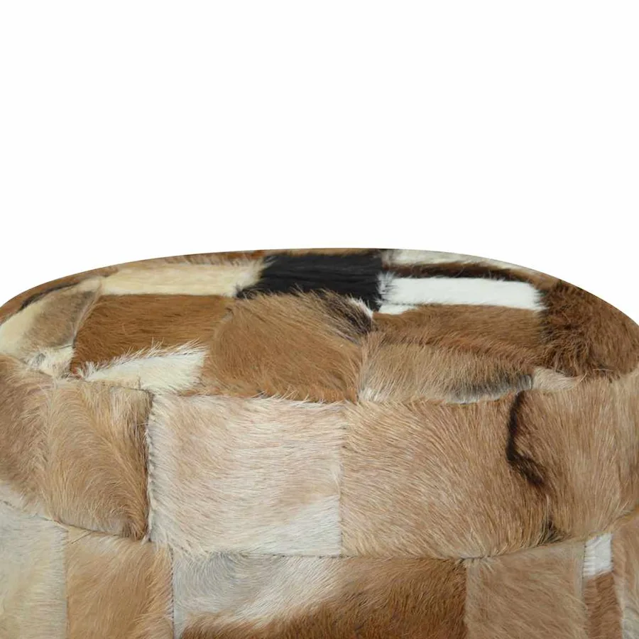 Pouf cuir de chèvre Rond 50 x 50 x 45 cm - 7